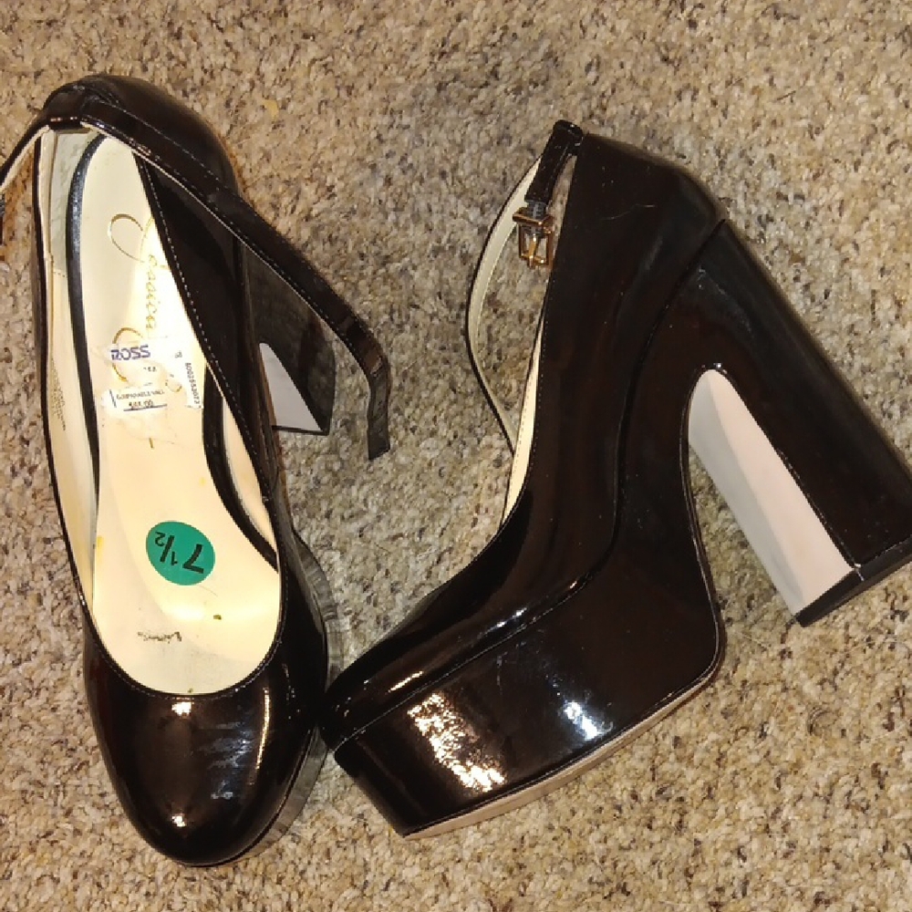 Patent leather chunky heel platforms